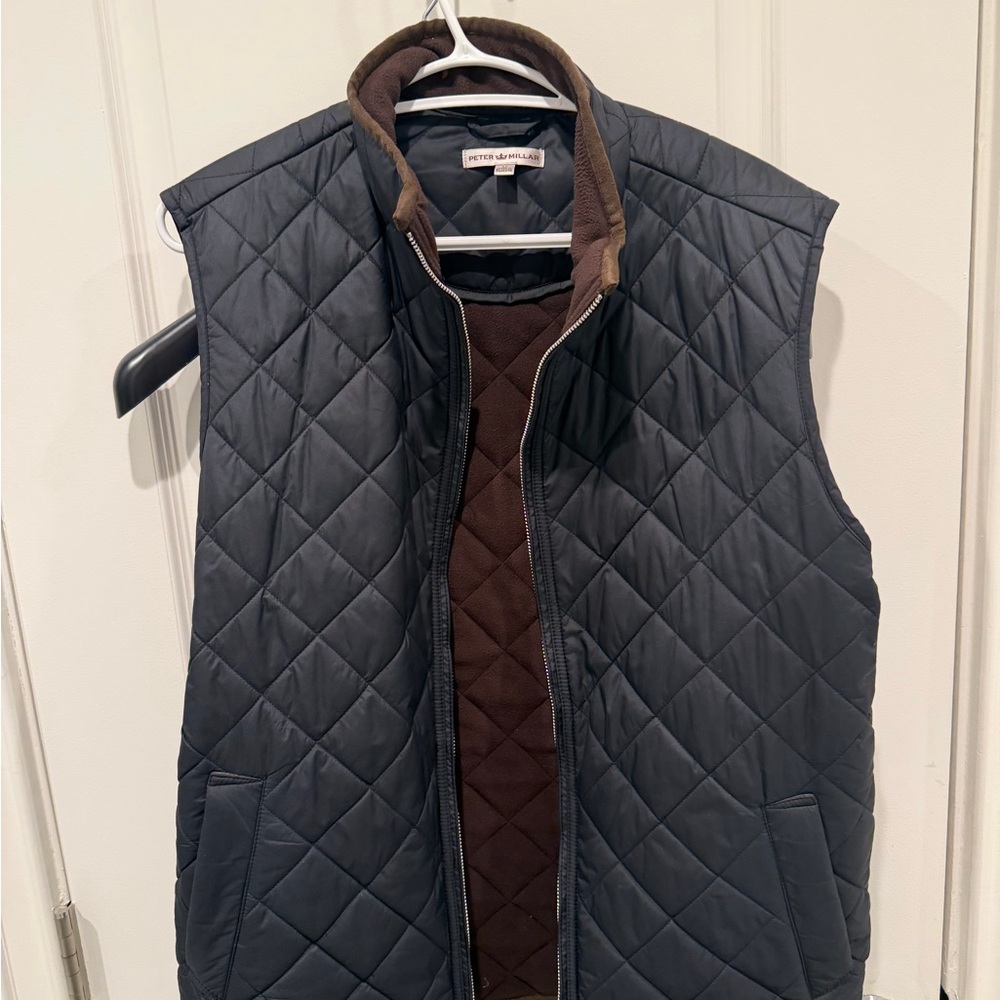 Peter Millar Dark Blue and Brown Quilted Vest